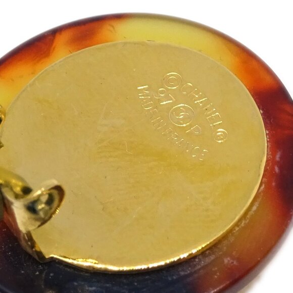 Chanel Button Earrings Clip-On Brown 97P 131643 - Picture 4 of 4